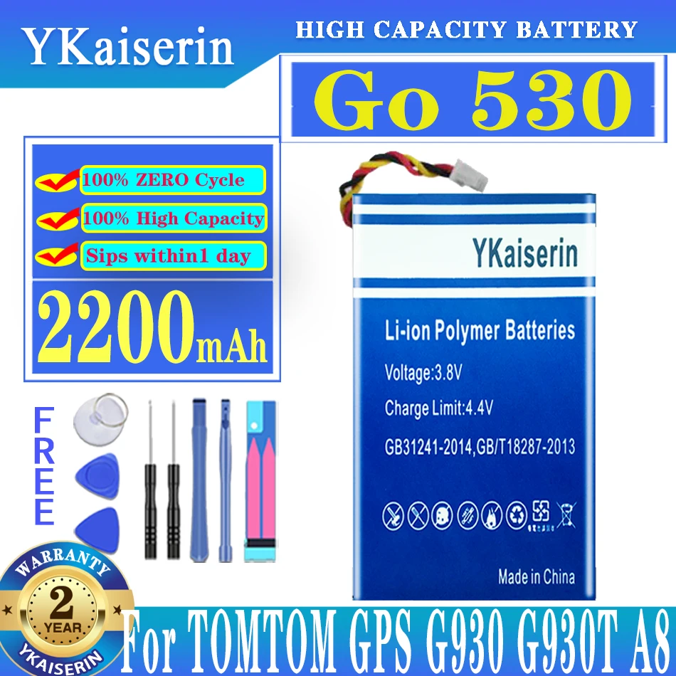 

YKaiserin Go 530 2200mAh For TOMTOM GPS G930 G930T A8 MP3 MP4 MP5 E-book Go 530 Live, 630 630T 720 730 730T Replacement Battery