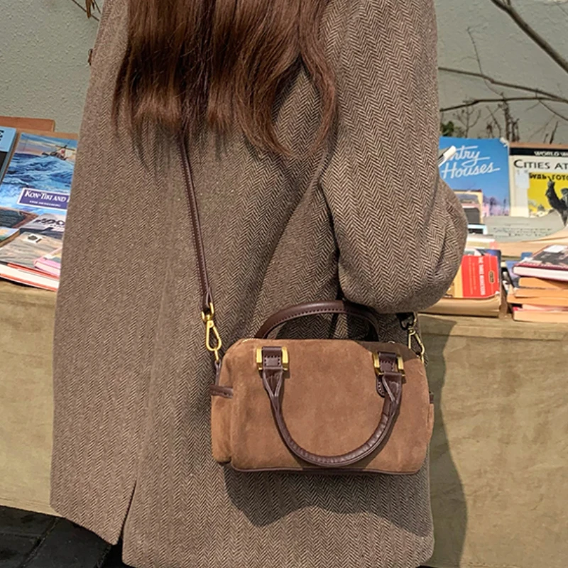 

Модная женская маленькая сумка-цилиндр на плечо, винтажные дамские сумочки из матовой кожи с ручками сверху, повседневный женский кошелек, сумки-мессенджеры