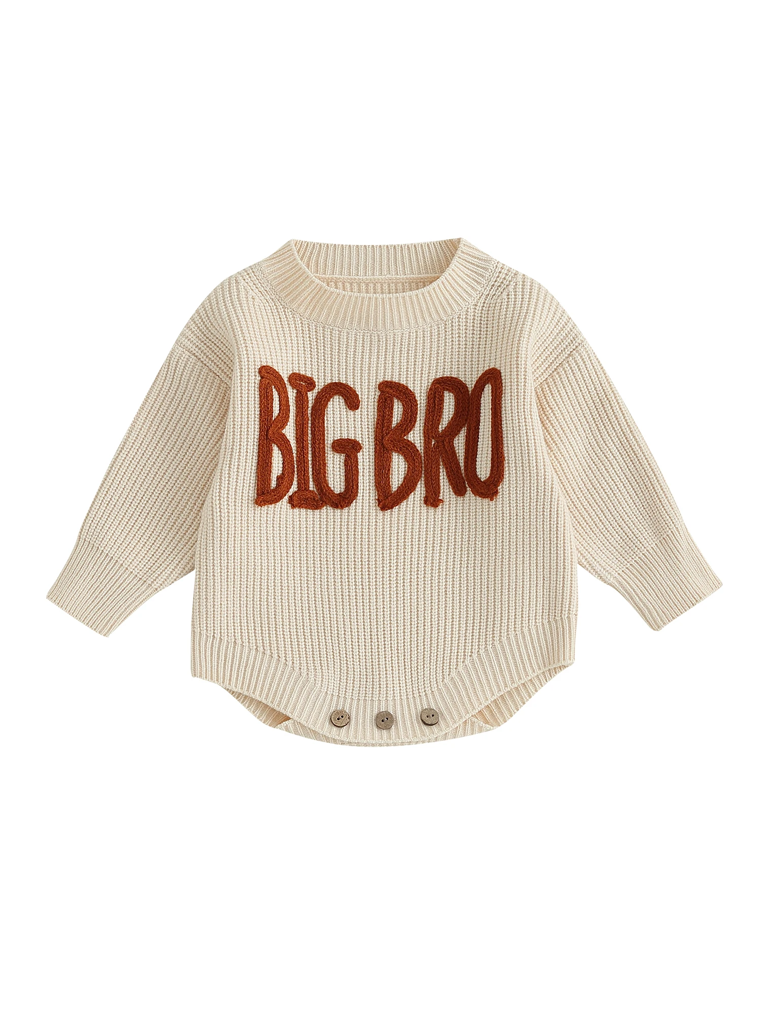 

Newborn Baby Girl Boy Rib Knit Sweater Jumpsuit Embroidered Long Sleeve Letter Sweatshirt Cozy Autumn Winter Clothes