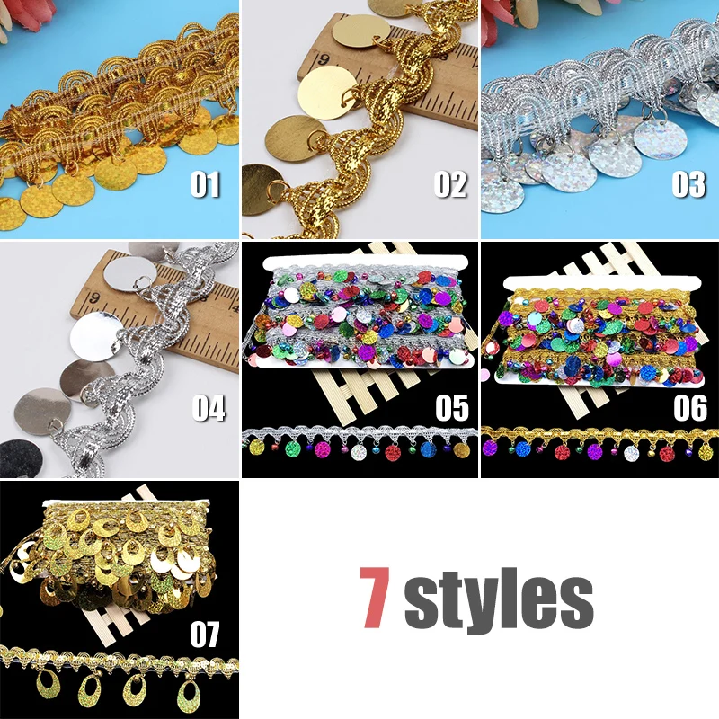 

10 Yards 3cm Laser Sequined Fringes Lace Trim For Dance Dress Ribbons Applique Laser Tassel Sewing Apparel Trims Accessories