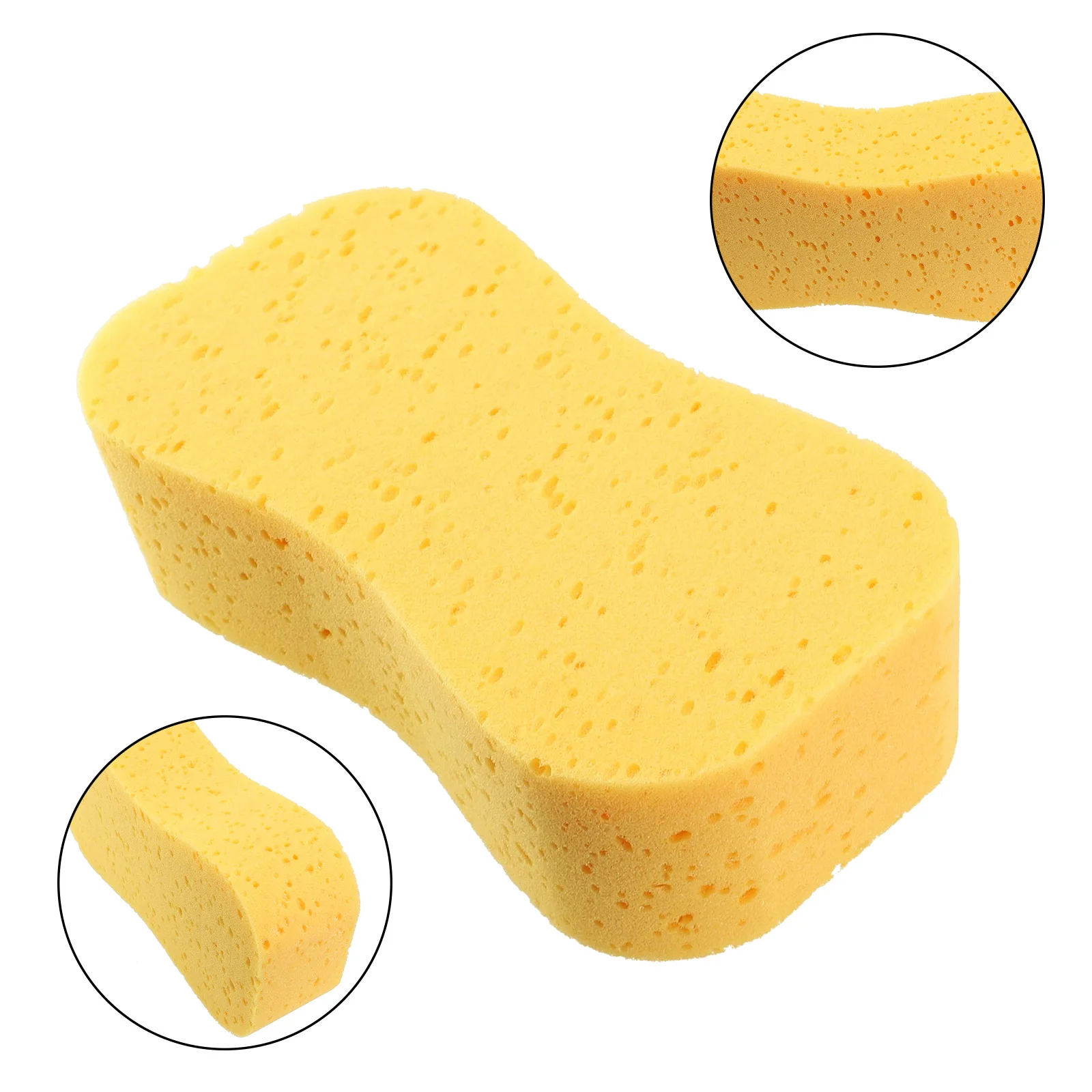 

Auto Wash Sponge Block Car Motorcycle Kitchen Furniture Cleaning Supplies Large Size 8-shaped Sponge Brush Yellow 23x12x6.3cm