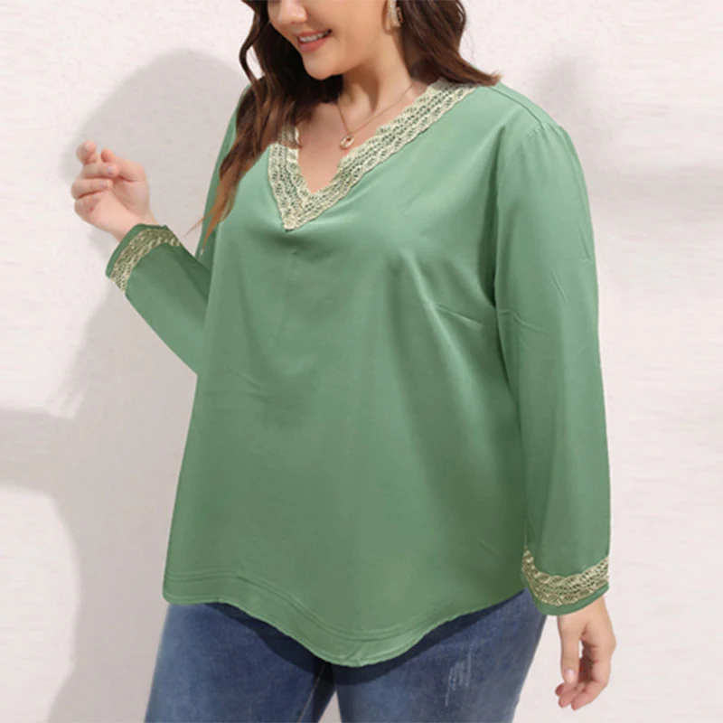 

Повседневная Свободная блузка с V-образным вырезом, модель 2023 года, однотонная Элегантная блузка с длинным рукавом, женская одежда, модные женские топы, новинка 28080