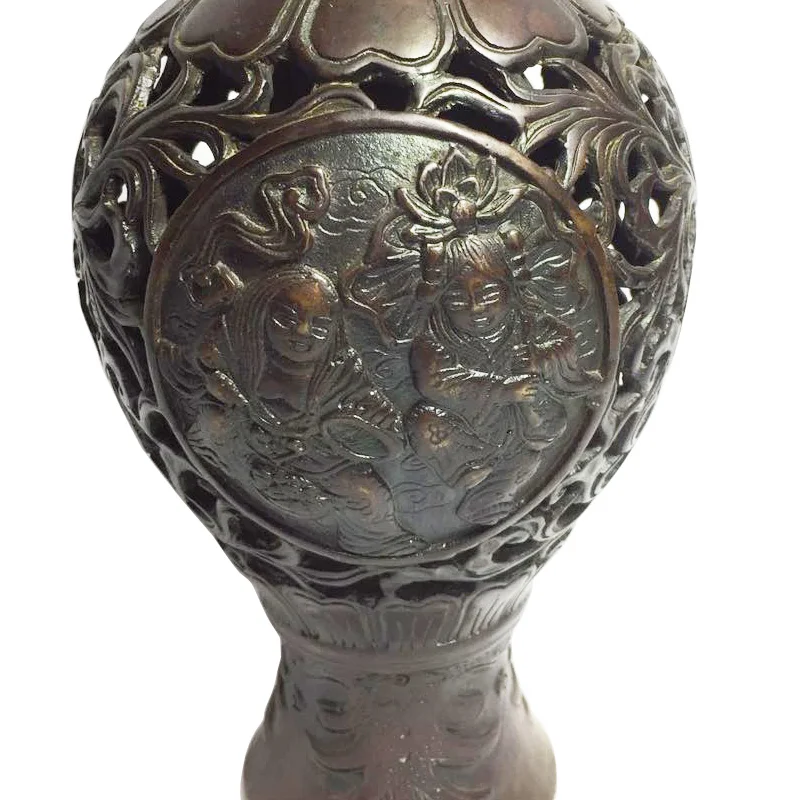 Ваза ручной работы из чистой меди в китайском стиле ажурная ваза украшение для