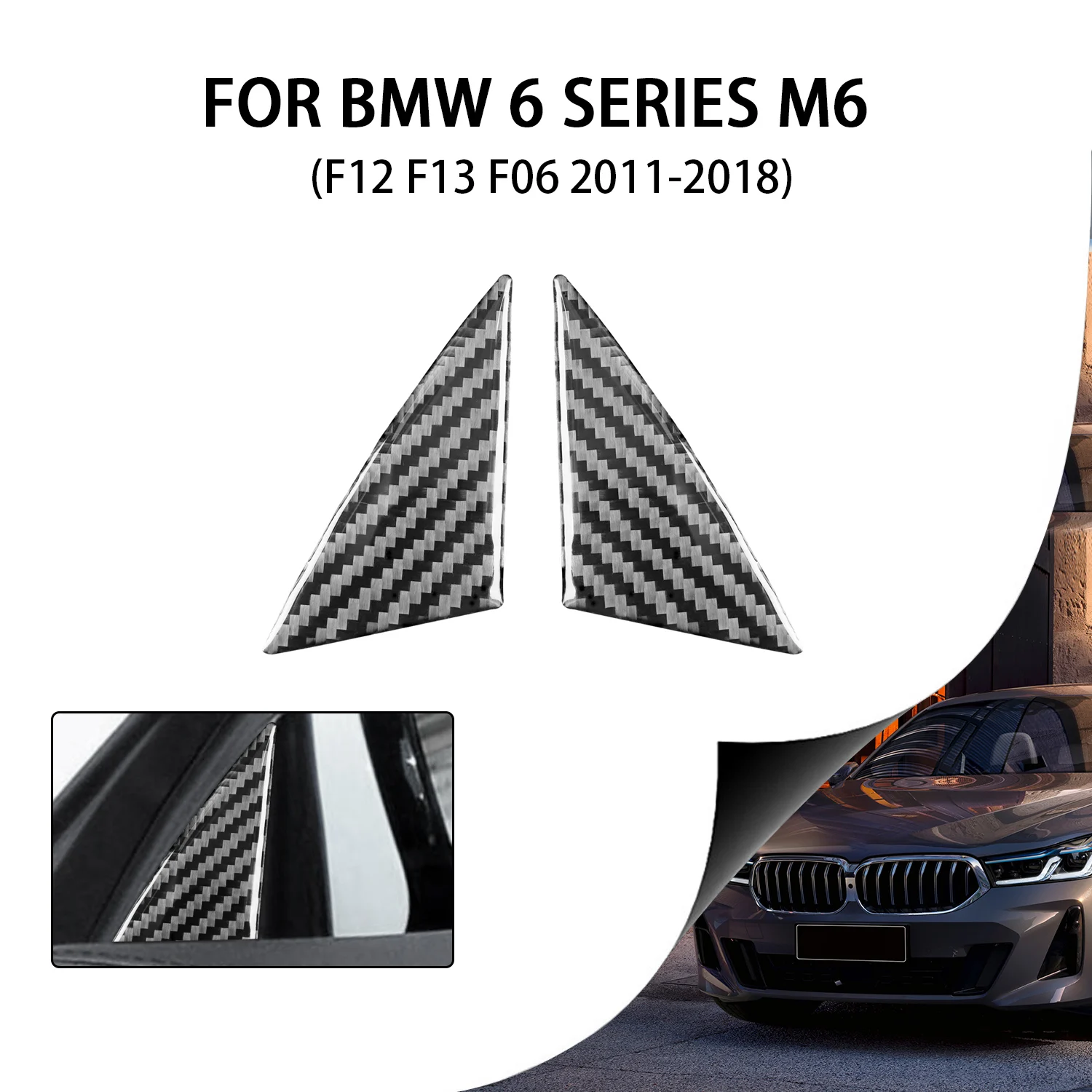 

Door Corner A-pillar Car Interior Styling Accessories For BMW 6 Series M6 F12 F13 F06 2011-2018 M Sport Carbon Fiber Stickers