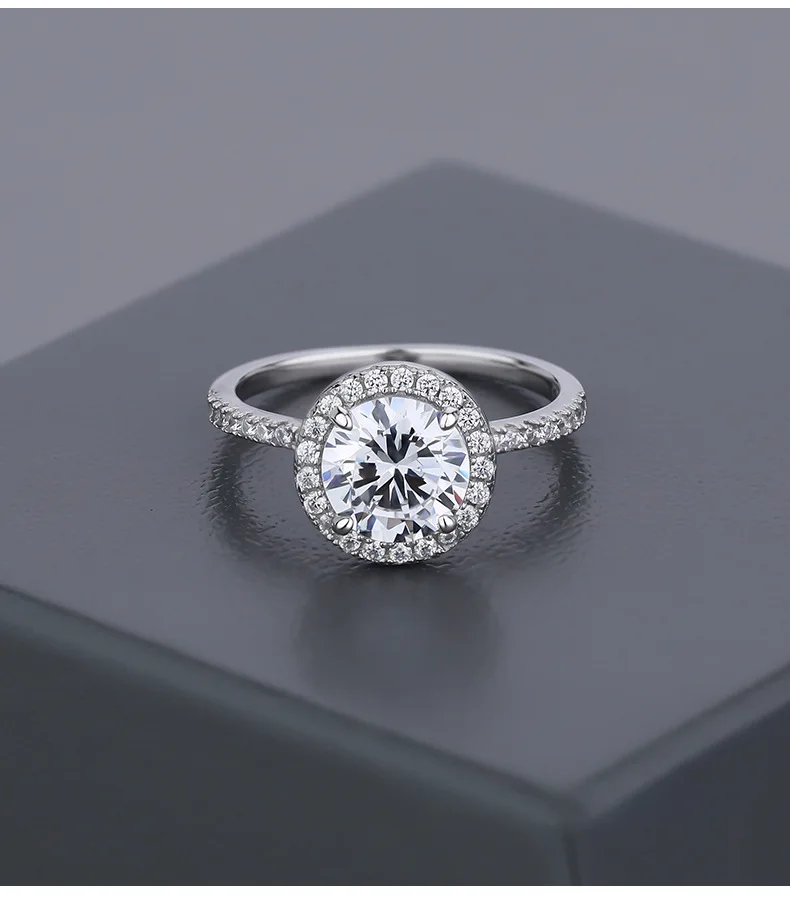 Фото Кольцо с бриллиантом Solitaire Lab, 100% настоящее серебро 925 пробы, вечерние обручальные кольца для женщин и мужчин, обручальные украшения №3