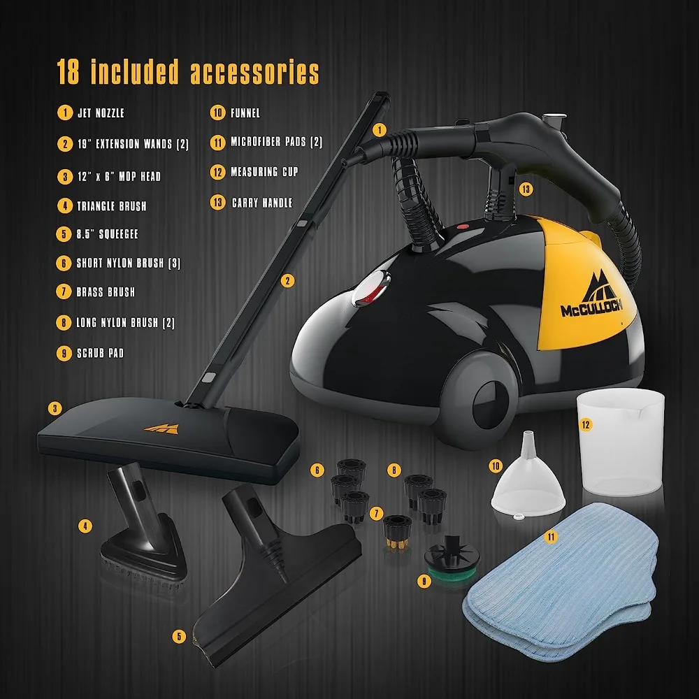 McCulloch MC1275 Heavy-Duty Steam Cleaner with 18 Accessorie
