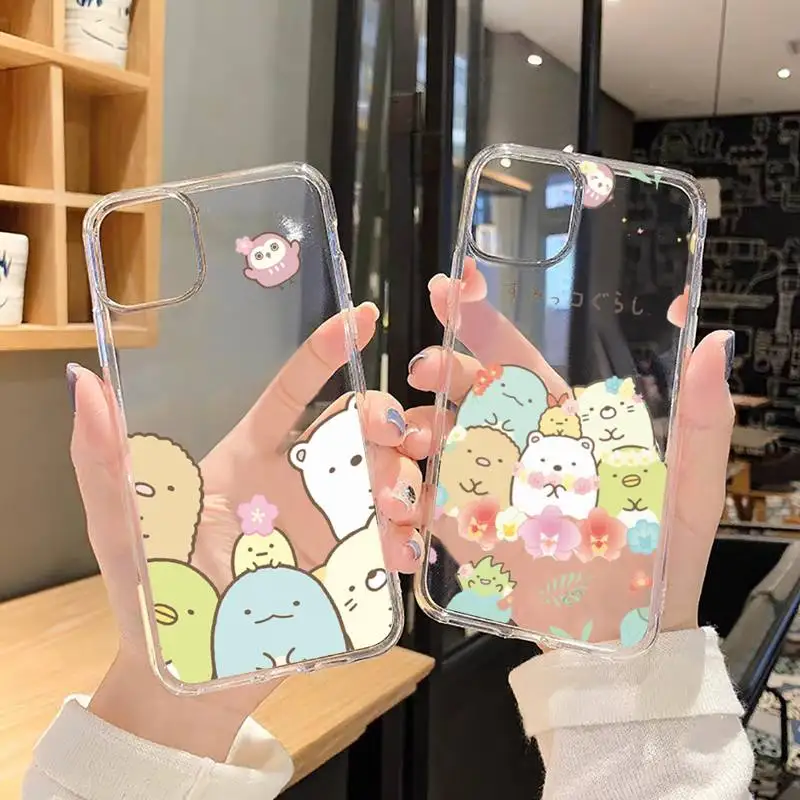

sumikko gurashi cute cartoon Phone Case Transparent soft For iphone 12 11 13 7 8 6 s plus x xs xr pro max mini