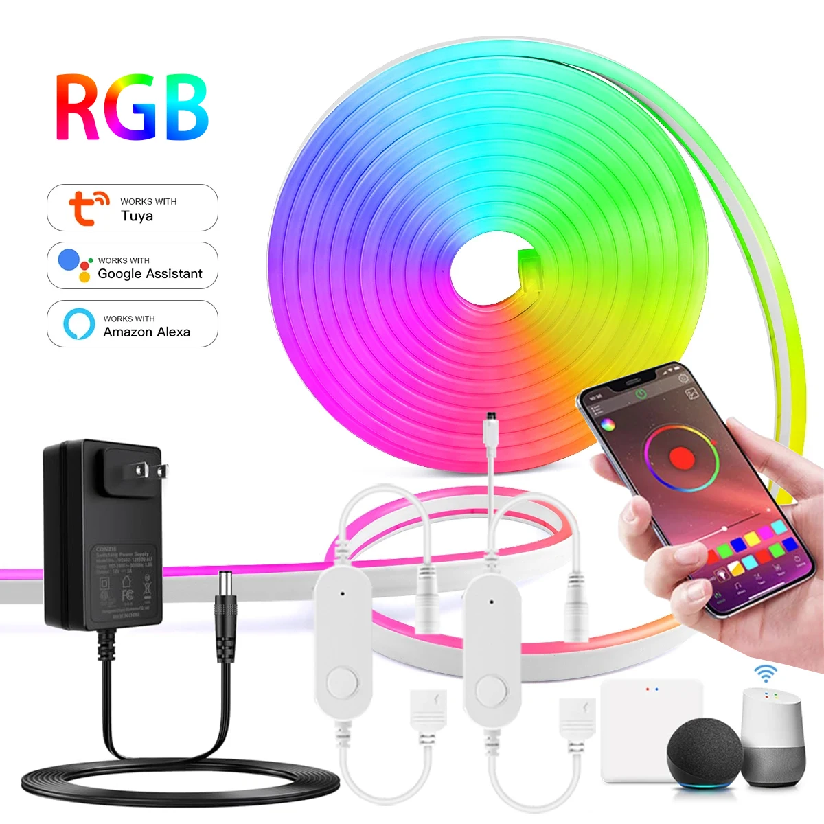 Светодиодная лента водонепроницаемая RGB 24 В 2 А 30 м