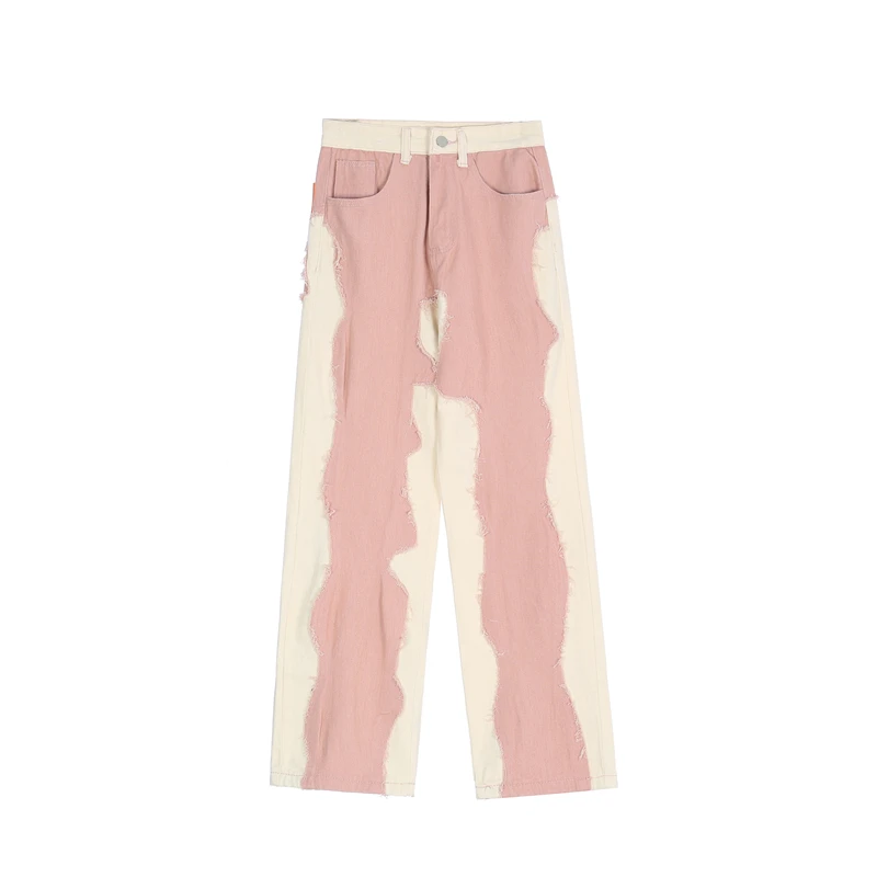 Couple Casual Pants High Street Functional Micro-Flare Pants Men's Slim Street Fashion Pants INS Hot Sale Patchwork Jeans JEANS