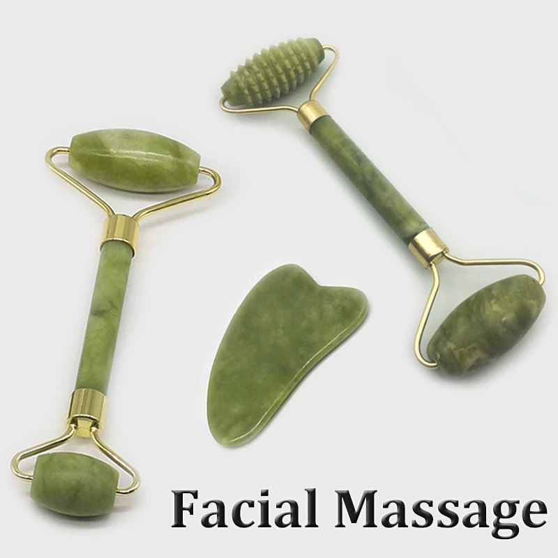 

Double Heads Facial Massage Roller Guasha Board Jade Stone Face Lift Body Skin Relaxation Slimming Beauty Neck Thin Lift Tools