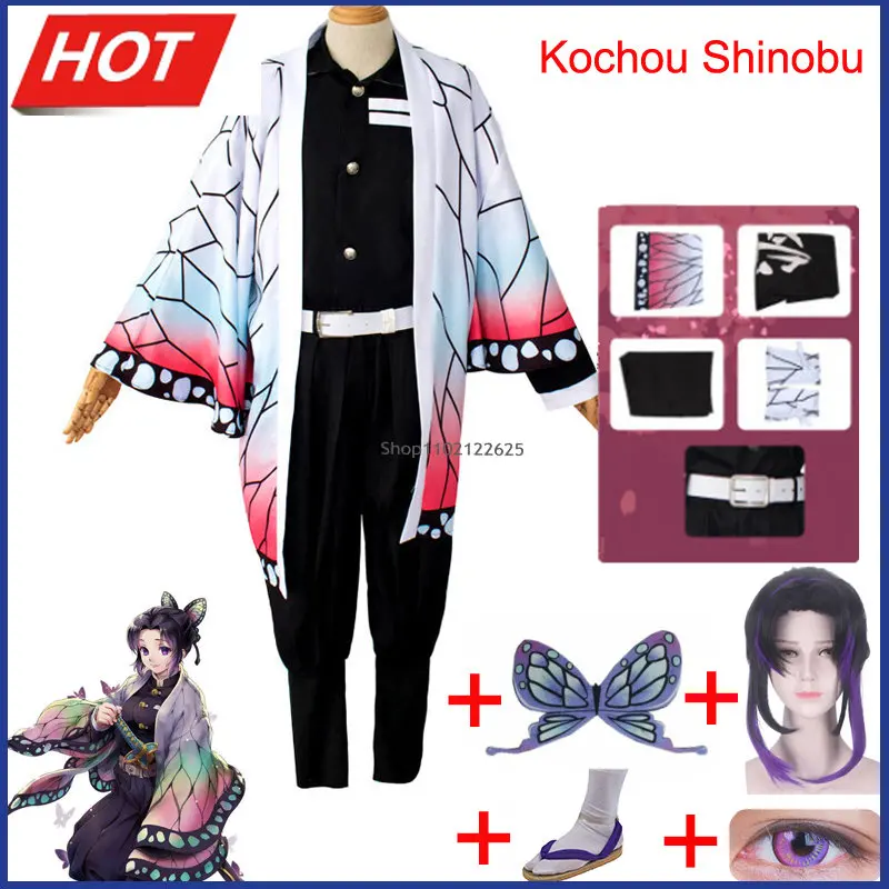 

Demon Slayer Kimetsu no Yaiba Kochou Shinobu Cosplay Costume Anime Shoes Wig Clothing Including Butterfly Headdress