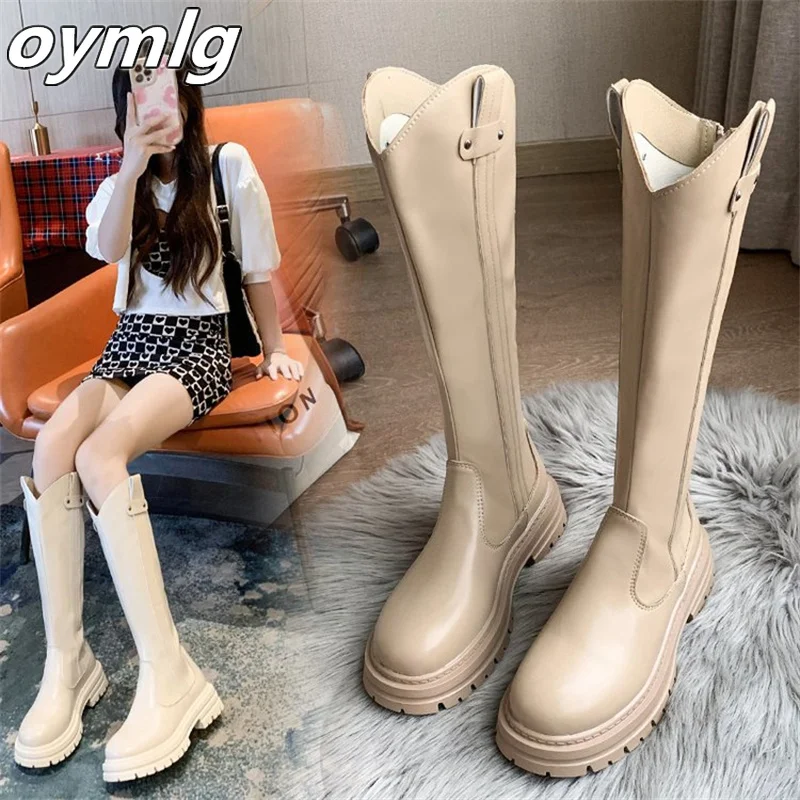 2022 autumn new muffin thick sole boots women's rear zipper elastic rider boots wholesale knee high boots women designer
