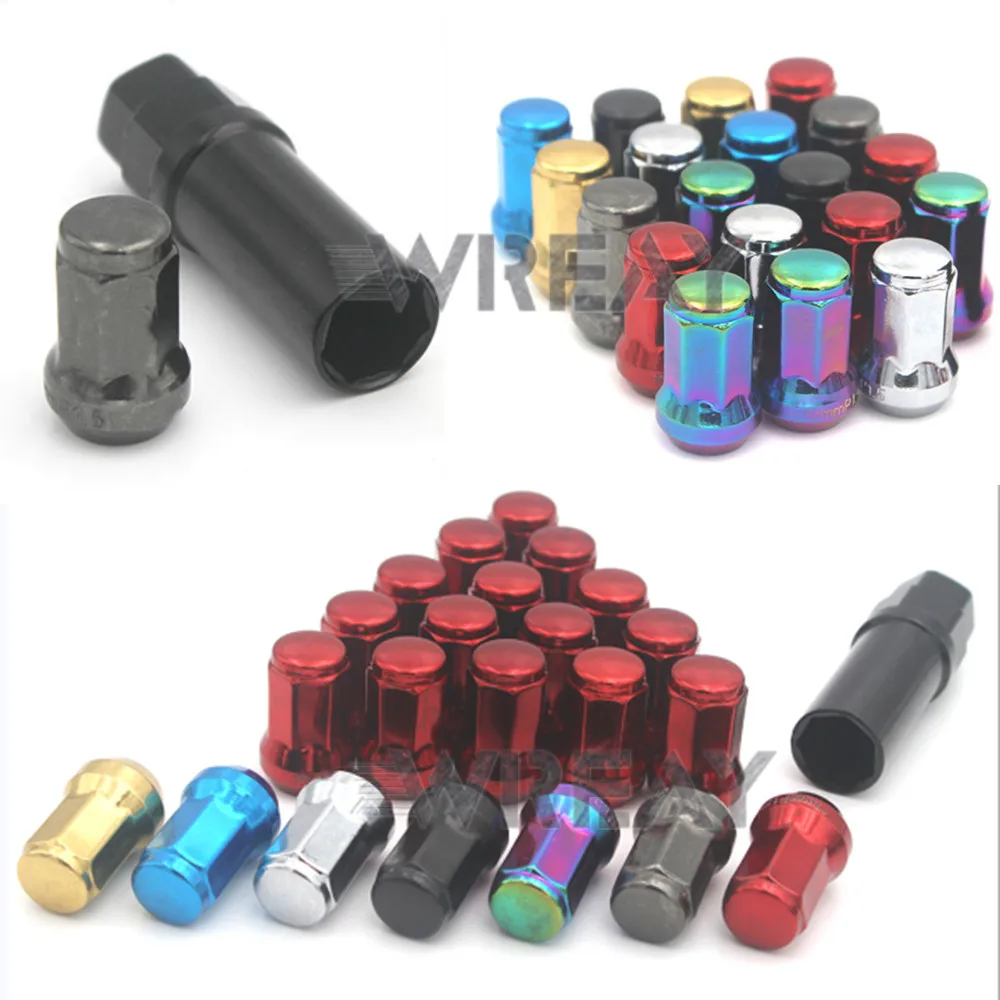 

32mm M12 x 1.5 1.25 Multi-Color Color Steel Car Wheel Lug Nuts Locking Nut 20pcs