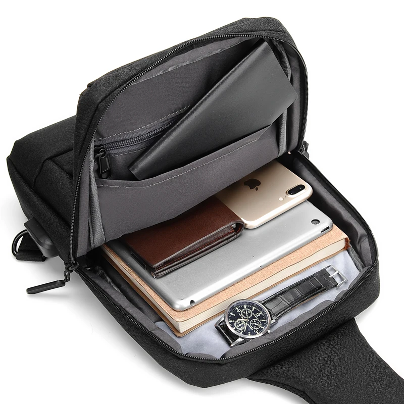 Мужская нагрудная сумка с защитой от кражи модные большие мессенджеры на плечо