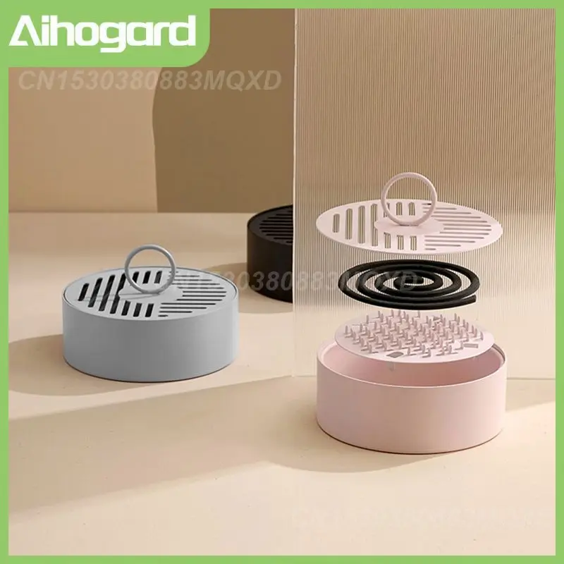 

Iron Mosquito Coil Holder Hollow Mosquito Coil Box Round Incense Burner With Handle Home Office Portable Anti Scald Wrought Home