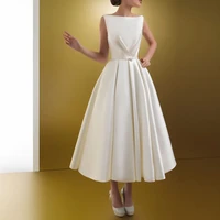 women white wedding formal gown dress 2021 new arrival lady elegant slash neck slim solid princess fashion skirt