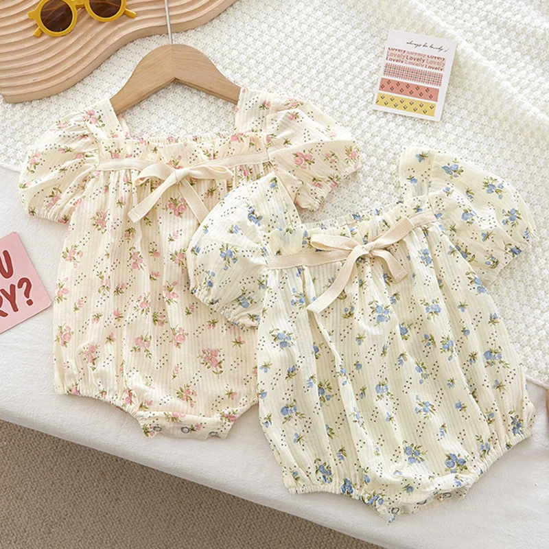 

Infant Baby Girls Jumpsuit Short Sleeve Cotton Floral Printing Toddler Baby Girl Bodysuits Baby Girls Clothes For Summer
