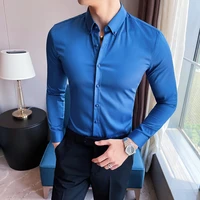 2021 autumn new mens shirts long sleeve casual slim formal dress shirts solid color business streetwear social blouse clothing