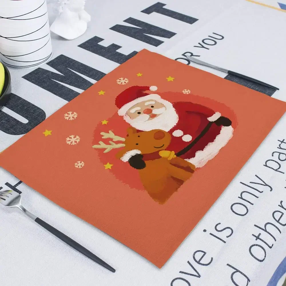 Рождественское льняное украшение для торта с рисунком Санта-Клауса снежинки