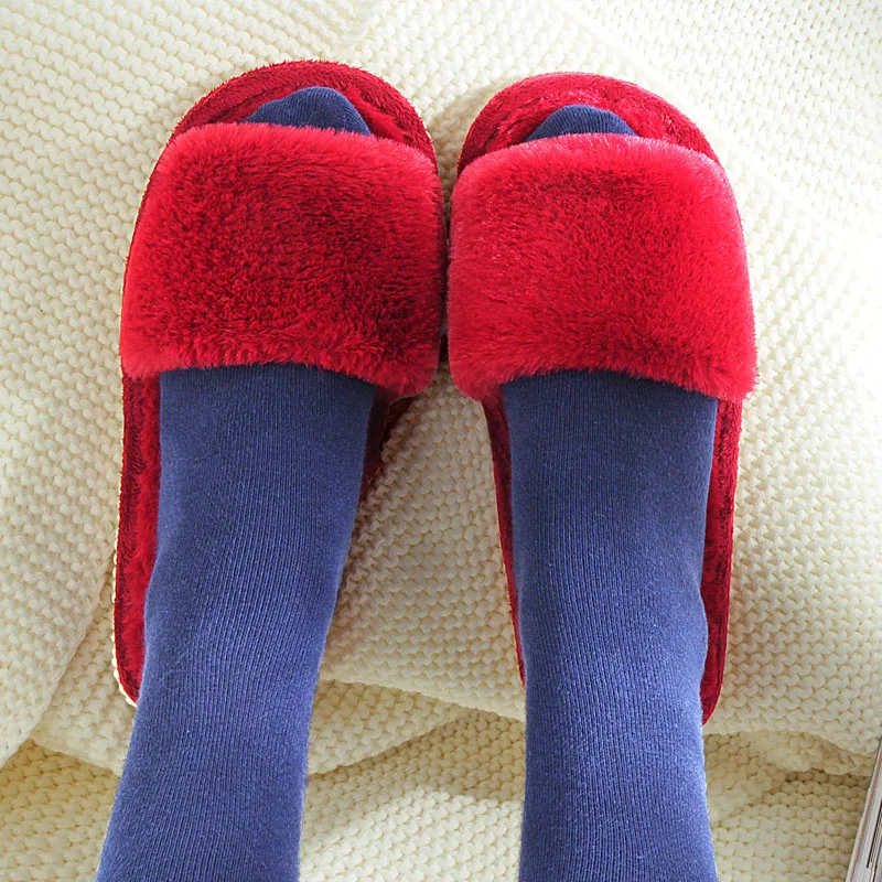 

House Slippers Winter Women Soft Warm Shoes Woman Slip On Flats Female Slides Cotton Home Slippers FW5370