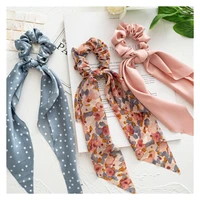 women print bow scrunchies hair ribbon for women ponytail scarf sweet elastic hair band girls hair ties hair accessories gifts
