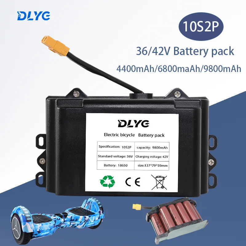 

10S2P 36V/42V large-capacity 4400mAh/6800mAh/9800mAh lithium battery pack for two-wheeled balance scooter Arlang Twisting bike