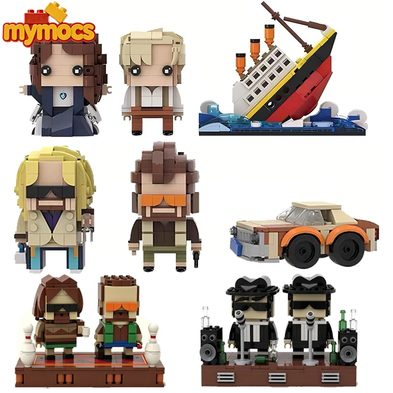 Фото Mymocs Ideas Фигурки персонажей из фильмов, наборы Bricks Headz, Титаник, Биг Лебовски, Блюз-Братья, А-Тим, Харлок, строительные блоки, игрушки, подарок №1