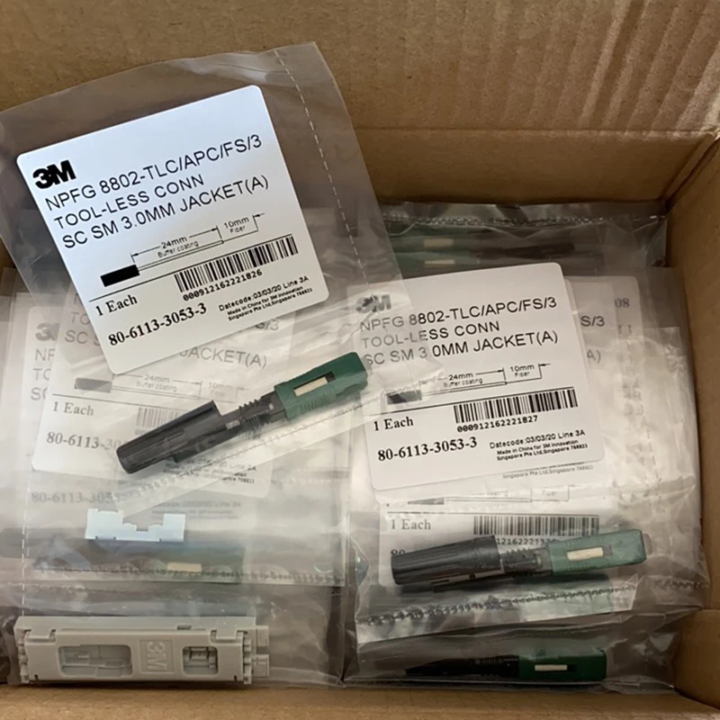 box 3M SC APC 8802-TLC/3 Fiber Optic Fast Connector Singlemode 3M SC 3.0 FTTH Fiber Optic SC Quick Connector