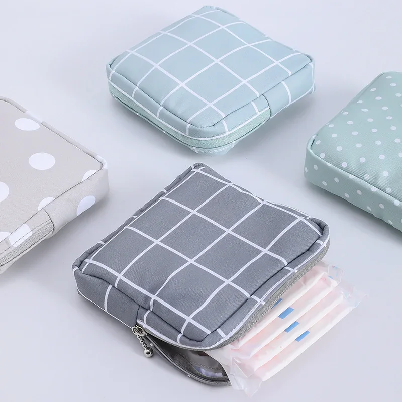 

Women Portable Sanitary Napkin Tampon Storage Bag Cotton Travel Makeup Storage Bag Literary Zipper Coin Purse Sundries Storage
