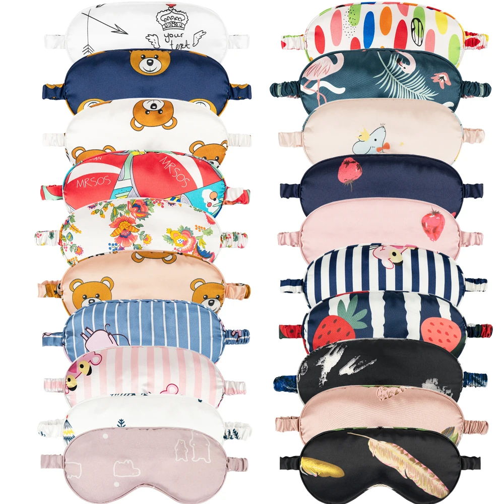 

Imitated Silk Sleeping Eye Mask Printed Cute 3D Sleep Eye Patch Cover Shading Blindfold Night Eyepatch Eyeshade for Women Men