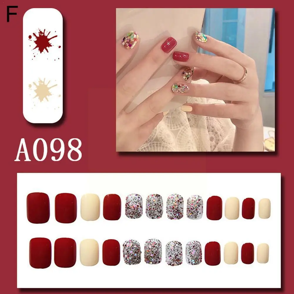 

Glue Fake Nails Short French Wearing Armor Cute Student Hand-painted Design Nail Patch Moon Party Fake Z4M4