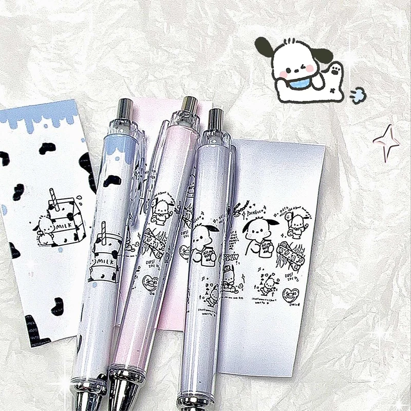 

3PCS Kawaii Pochacco Neutral Pen Sanrio Cute Anime Press Pen Cartoon Student Study Stationery School Supplies Girls Gifts Toys