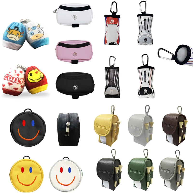 Bag With Carabiner Waist Bag Pu Leather/polyester Smiley Face Multiple Choose Porable Outdoor Golf Accessories