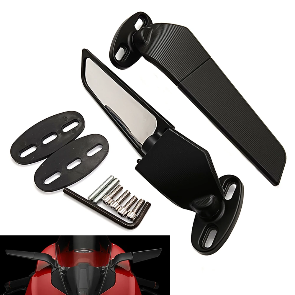 

NEW Motorcycle Rear-view Mirrors Adjustable Rotating Wind Swivel Wing Mirror For Kawasaki Z750S Z1000SX Ninja 250 300 400 500R