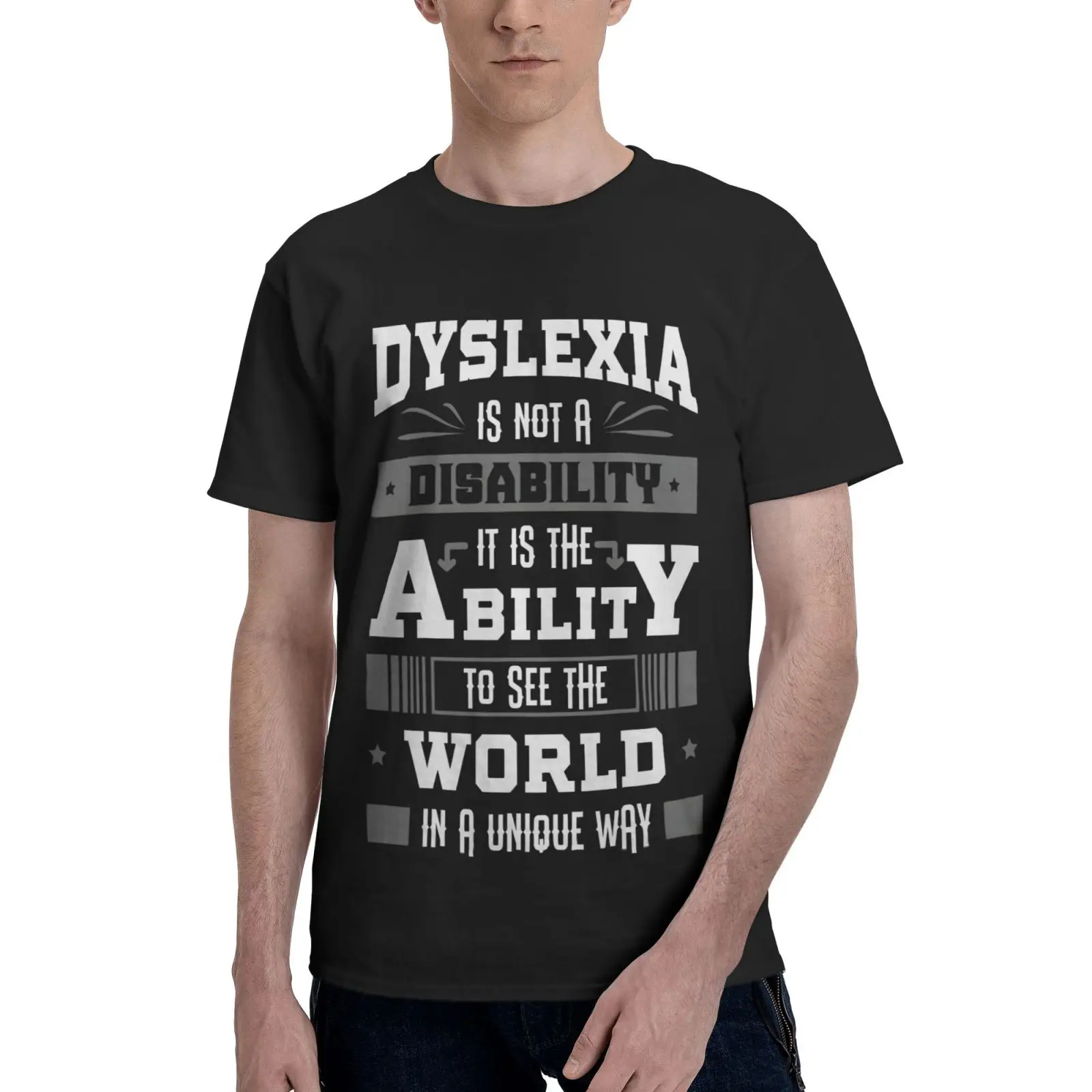 

Dyslexia футболка с лентой для обучения футболки с коротким рукавом мужские футболки Топ футболки мужская одежда