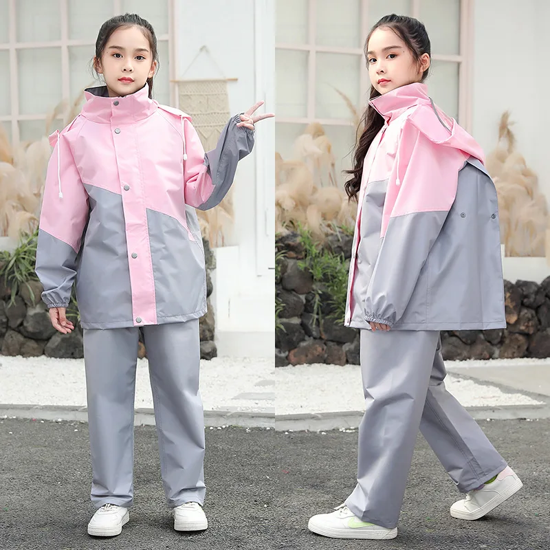 

Children Split Raincoat Suit Nylon Rain Poncho Impermeable Waterproof Full Body Rainwear Outdoor Hiking Student Rain Coat Pants