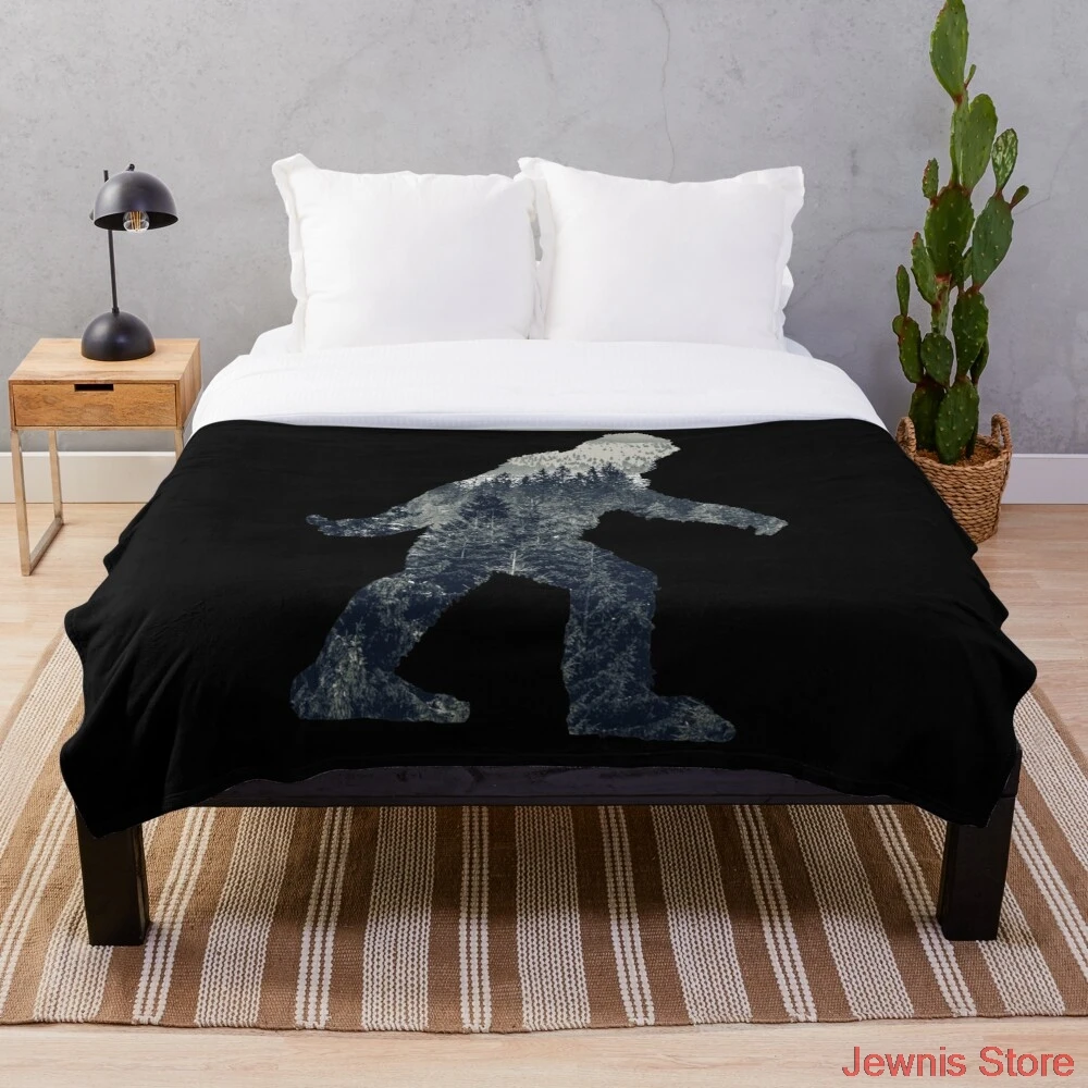 

A Sasquatch силуэт на севере плед одеяло Фланелевое покрывало шерпа постельное белье диван для пикника меховое мягкое одеяло