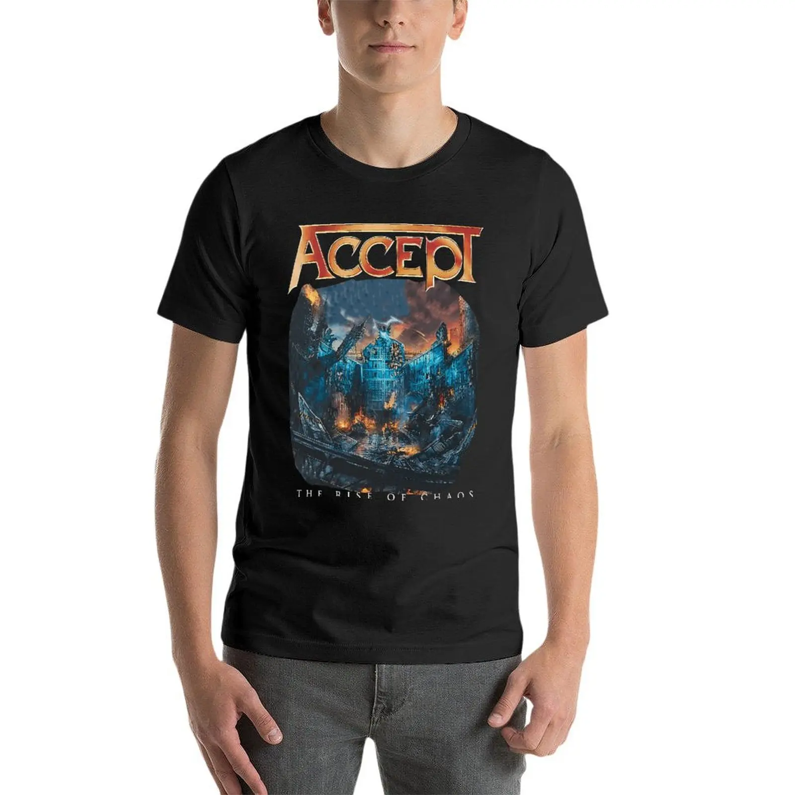 

Accept The Rise Of Chaos Heavy Metal Band Oversize T-Shirts Brand Men Clothes 100% Cotton Streetwear Plus Size Top Tee