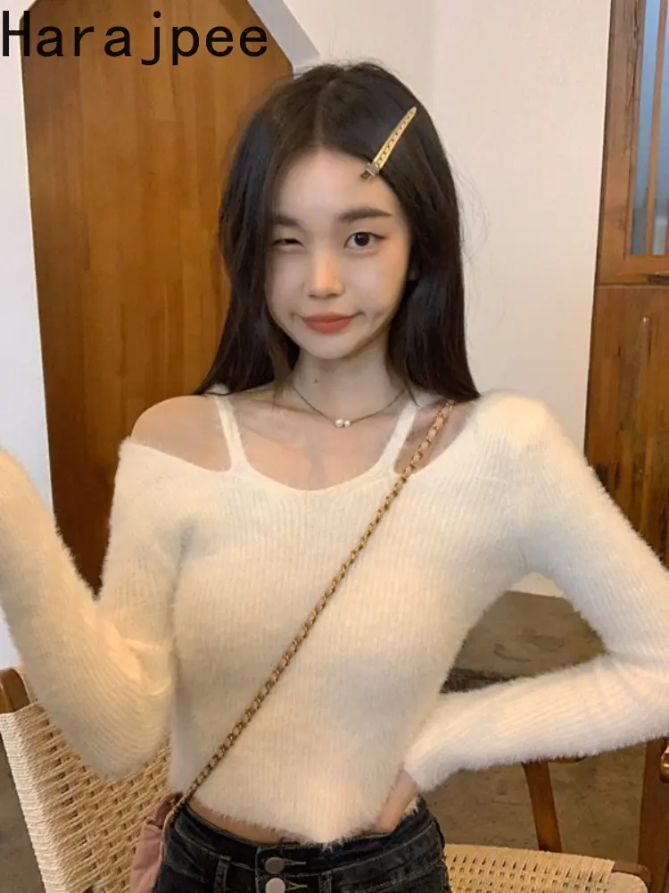 

Женский трикотажный пуловер Harajpee с длинными рукавами, без бретелек