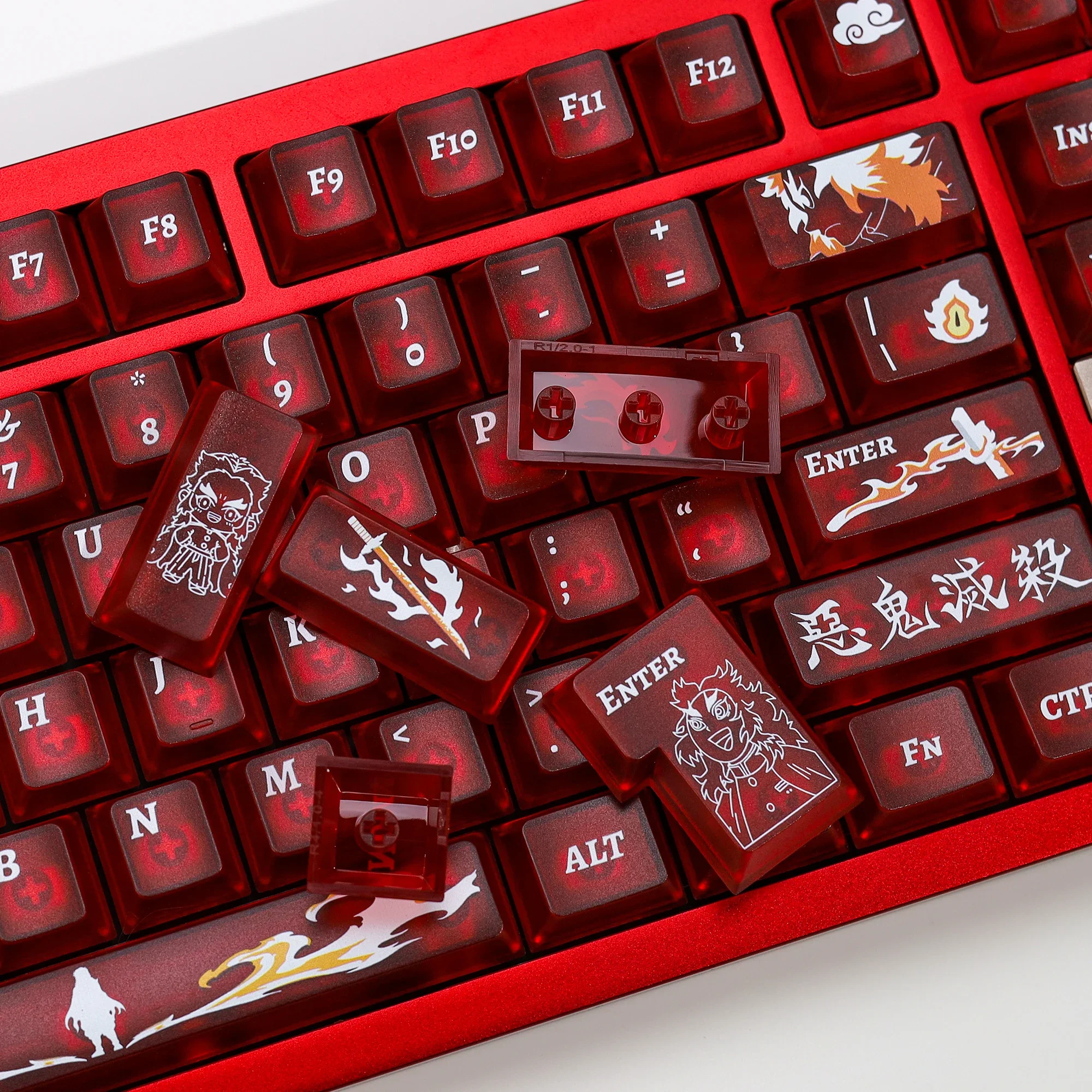 KBDiy Cherry Profile Froyo Keycap Пользовательские красные полупрозрачные колпачки для механической клавиатуры 137 колпачков для клавиш Материал ПК УФ-принт aula F87 F108 F99 Pro ACE60 ACE68 RAINY75 AK74 gx87 crush80 r (art.: 3920d14aa977c) - 3920d14aa977c