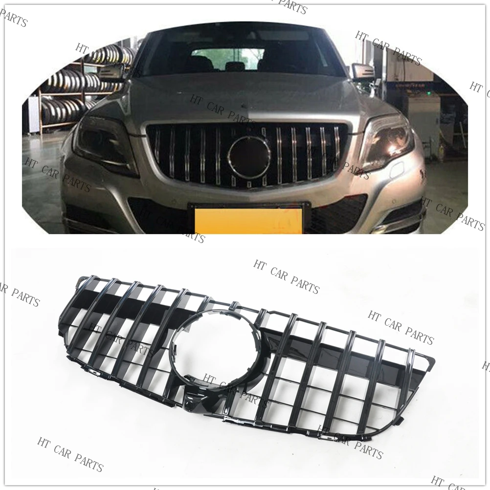 

For Mercedes Benz GLK Class X204 GLK250 GLK300 GLK350 2013-2015 1pcs Black GT Style Front Grille Upper Grill With Camara Hole