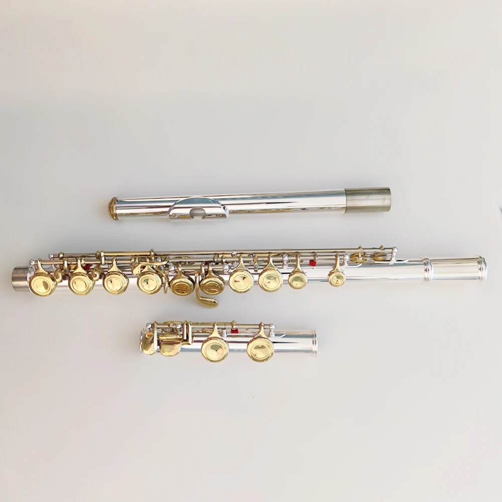Профессиональная флейта C Tone белая медь позолоченная 16-клавишная закрытая ячейка
