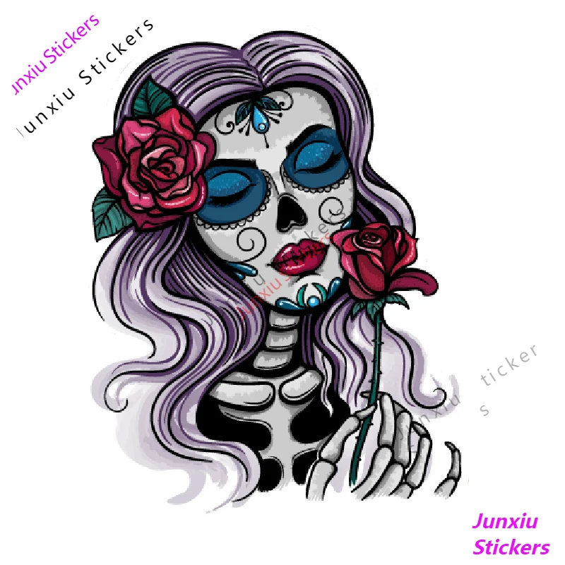 

Creative Woman Skull Flower Sugar Skull Woman Vinyl Car Decals Accessories Decal Motocross Racing Trunk Glue Sticker KK13cm