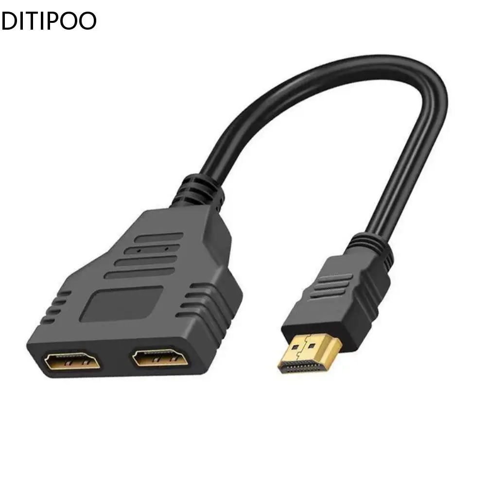 HDMI Splitter Adapter Cable 1 Male To Dual HDMI 2 Way Female 4K 3D Y Splitter Cable for Laptop TV Monitor 1080P 1 in 2 Out LED