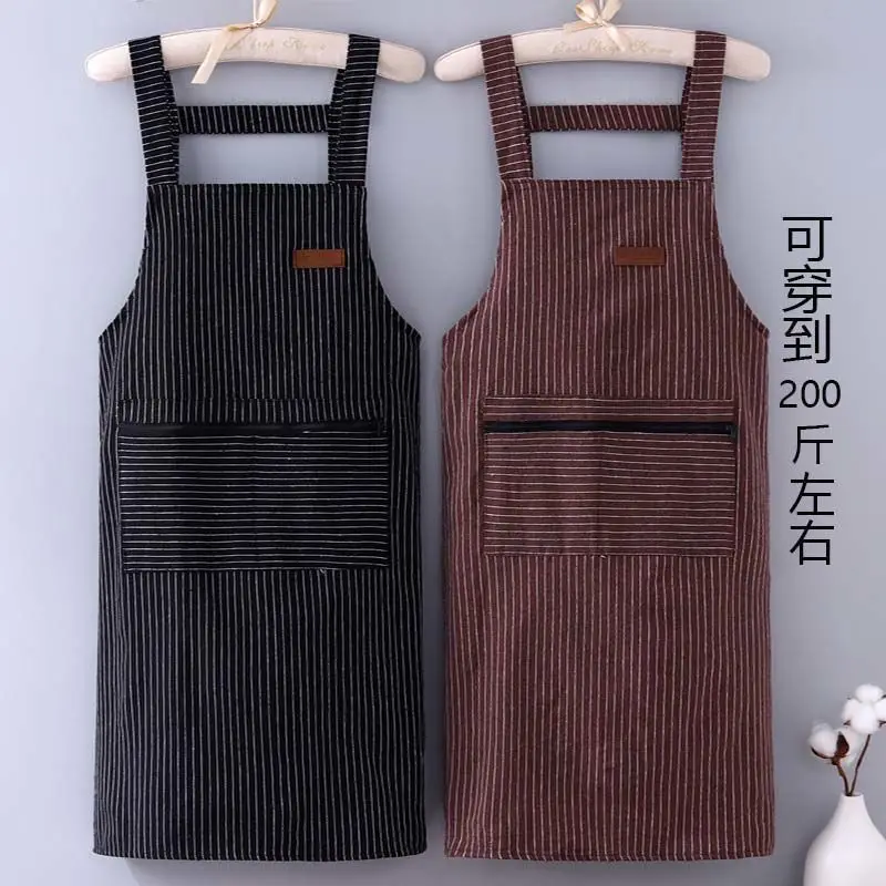 

Maid maid apron barber overalls fattening cotton zipper pocket kitchen household stain proof overalls mandiles de cocina mujer