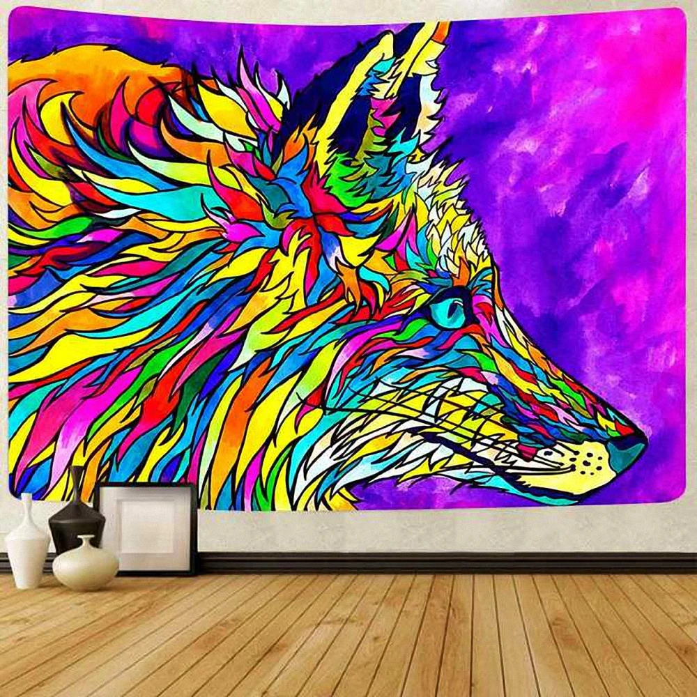

Mandala Psychedelic Wolf Posters Tapestry Banners Flags Wall Art Wall Hanging Boho decor macrame hippie Witchcraft Tapestries