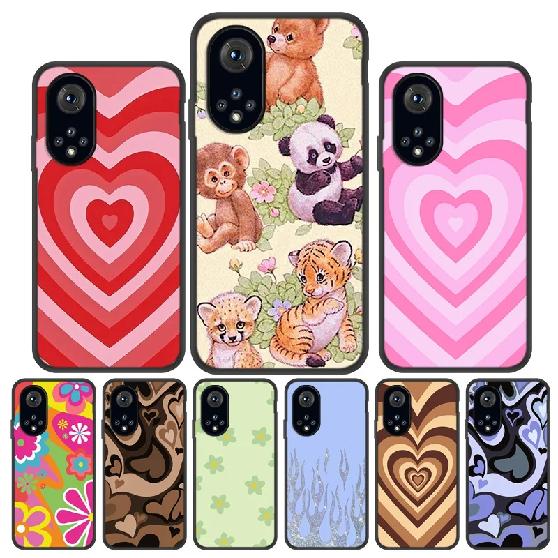P30 Lite Case for Honor 9S Cover Silicone Funda Honor 9C 9A 10i 8A 10 50 Cases for Huawei P 30 Pro P40 P20 Love Heart Black Capa