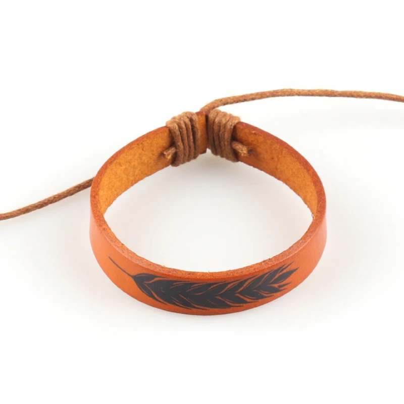 Европейский и американский индивидуальный кожаный браслет с ушками пшеницы