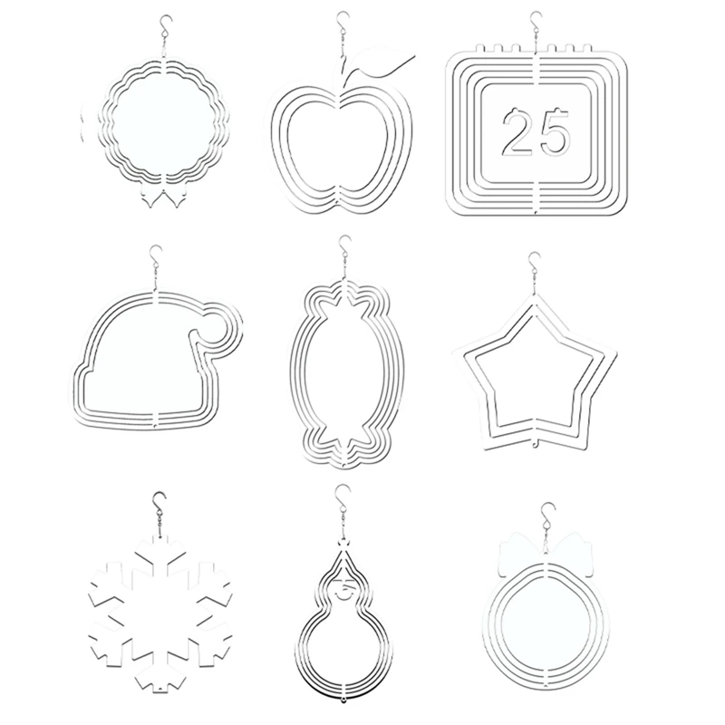 

9Pack 8 Inch Sublimation Wind Spinners Blanks Hanging Wind Spinners Christmas Decorate For Garden Decoration