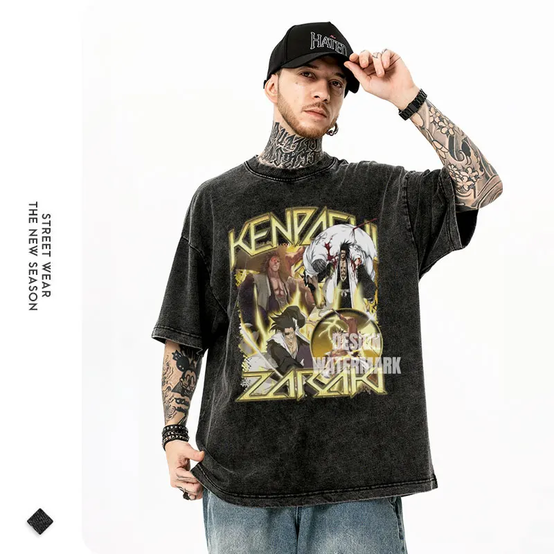 Женская Винтажная Футболка-оверсайз Zaraki Kenpachi с принтом аниме